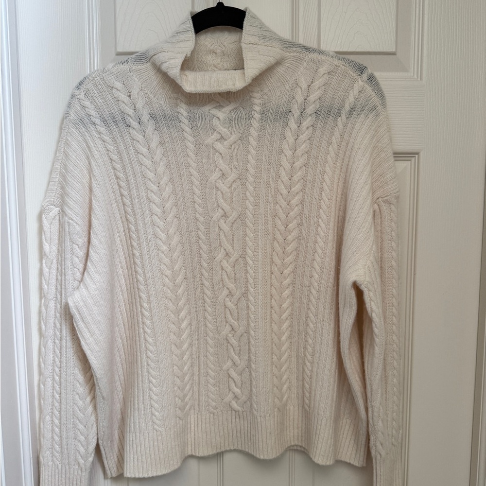 Ralph Lauren Cream Cashmere Blend Cable Knit Sweater Size Large